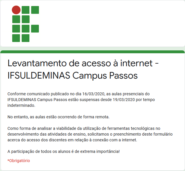 Screenshot 2020 05 21 Levantamento de acesso à internet IFSULDEMINAS Campus Passos